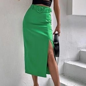 ZARA Green Midi Pencil Skirt